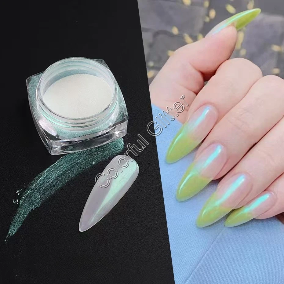 5 Colors Pearl White Aurora Pigment Borealis Moonlight Mirror Glitter Dust Pigment Powders for DIY Gel Nail Art Polish Makeup image 6