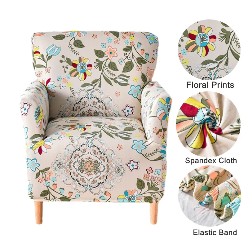 Floral Armchair Cover Nordic Elastic Bar Tub Club Chair Covers for Living Room Stretch Single Sofa Slipcover Home Counter Hotel