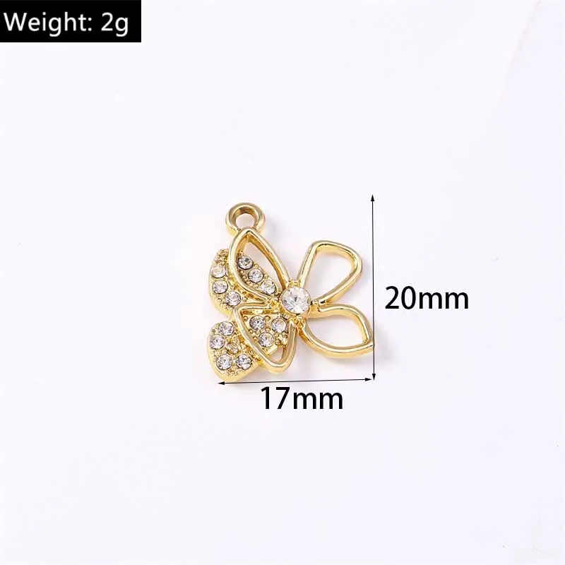 10 Stück 17x20mm Niedliche Kristall-Metall-Tier-Schmetterlings-Anhänger für Schmuckherstellung, Halsketten, Ohrringe, Armbänder, DIY-Bastelarbeiten, Geschenk – Detail 1
