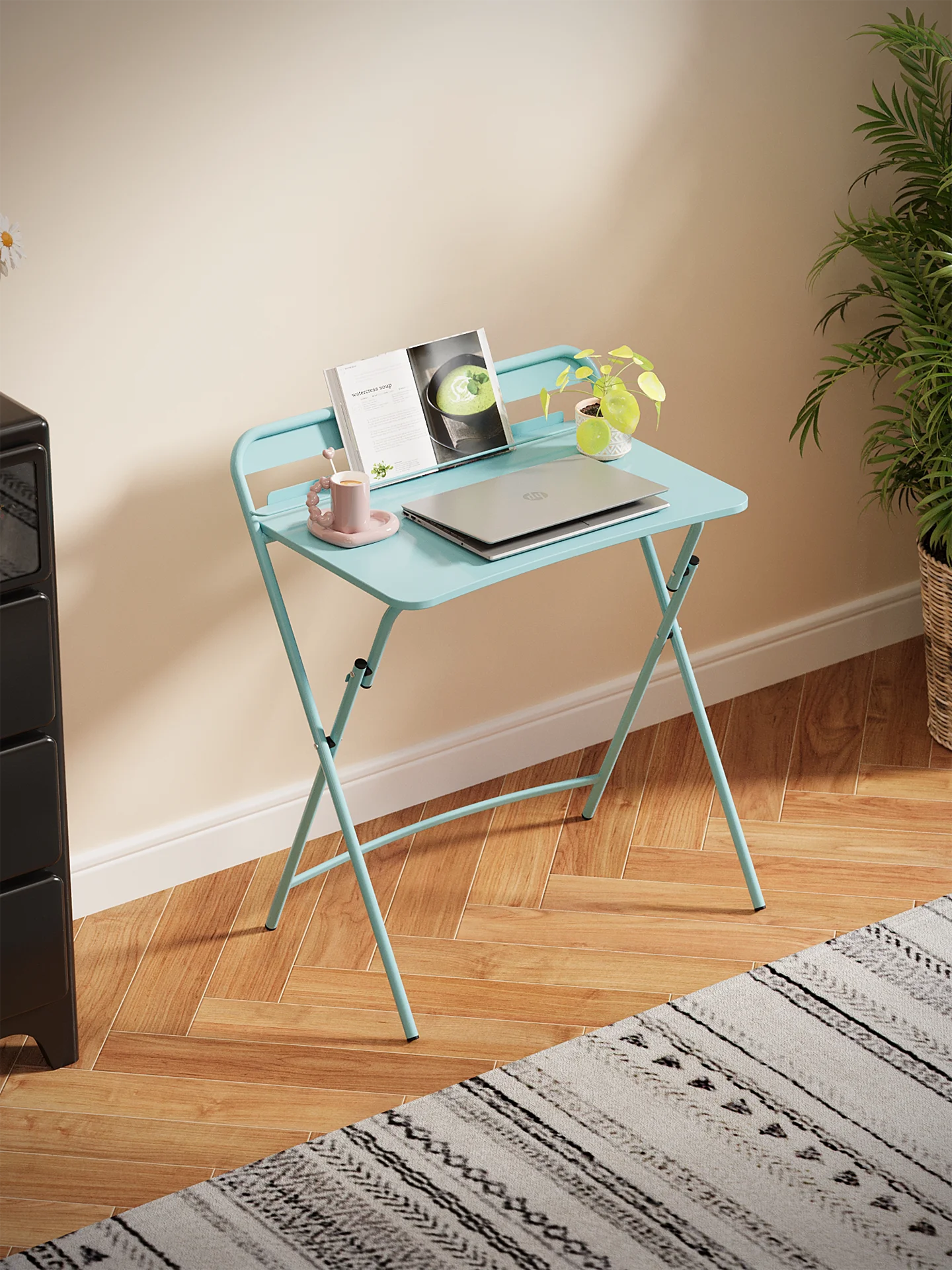 Folding table Metal square study table Computer table Foldable desk X-bracket Paint process