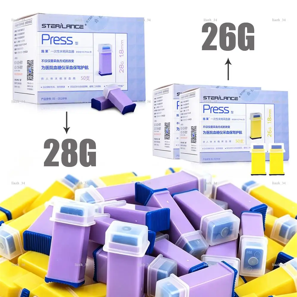 (2/4 Boxes)100/200Pcs Disposable 26G/28G Lancets Locking Spring Type Blood Lancet Set Safety Sterile Lancets Pressure Activated