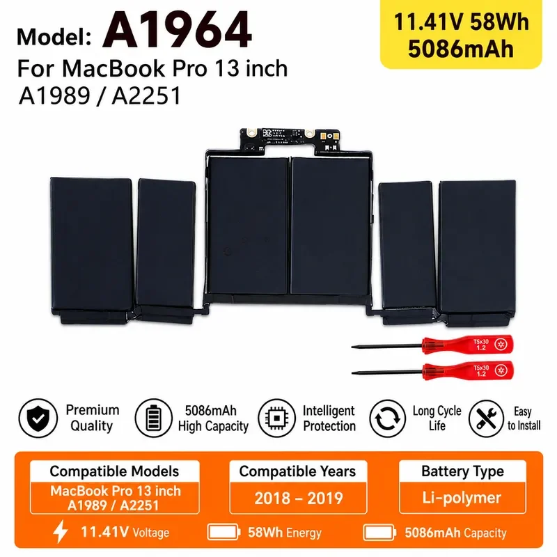Applicable to Apple Macbook Pro 13 inch A1989 A2251 A1964 laptop battery