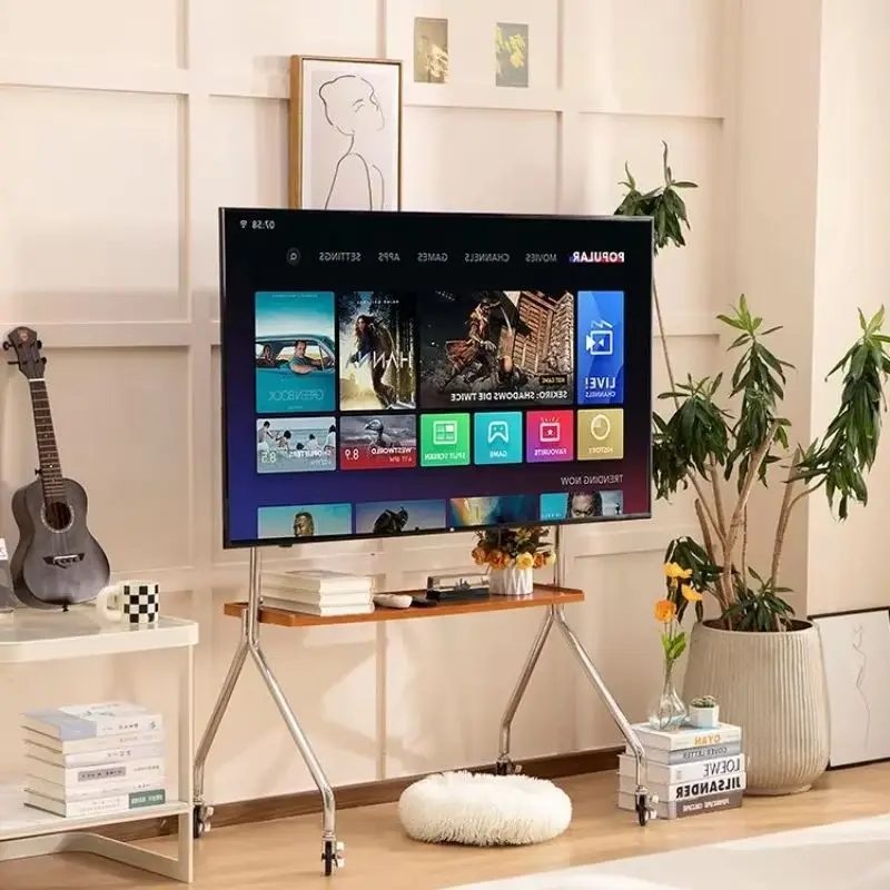32-60 inches Medieval Metal Pulley TV Stand Movable Floor Mount Universal Compatibility Monitor Bracket for Living Room Bedroom