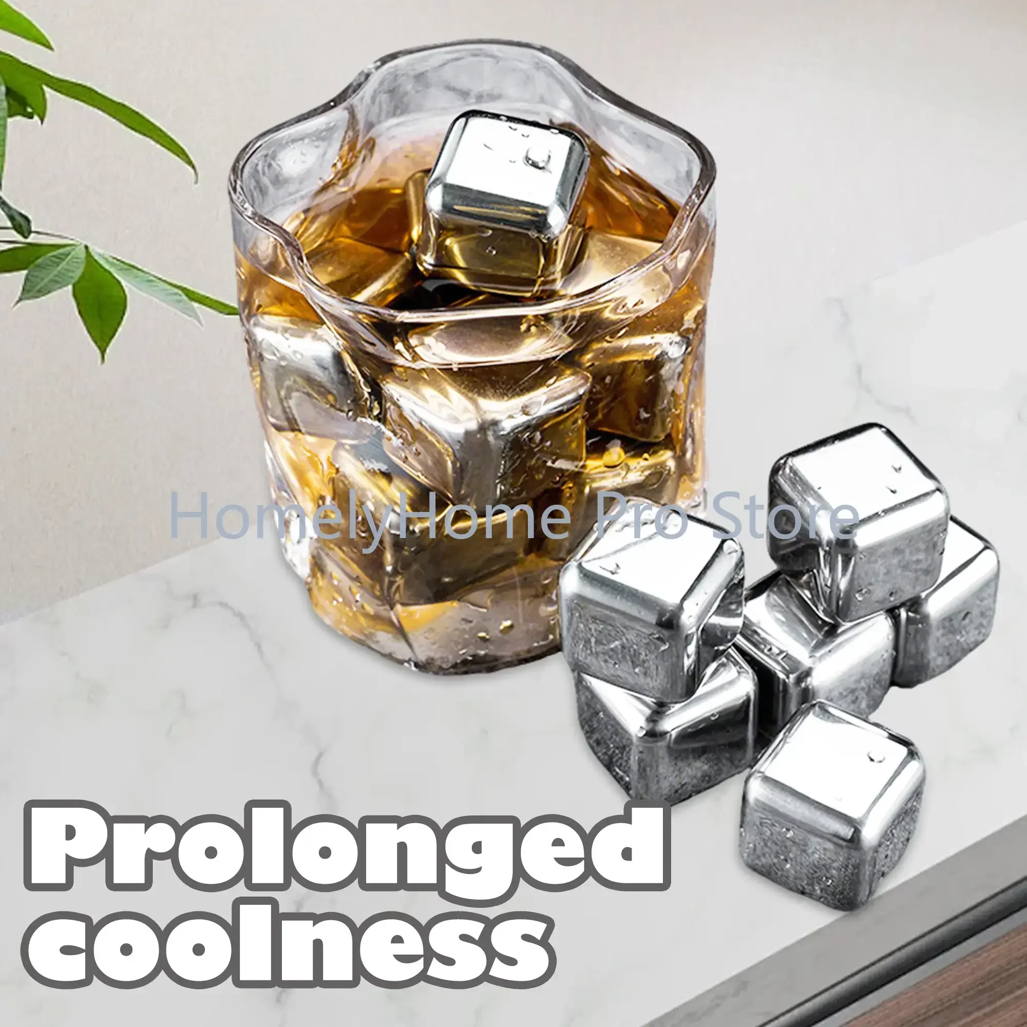8 Counts Reusable Stainless Steel Ice Cubes Chilling StonesMetal Ice Cube for Drinks Beverage Quick Cooling Rocks with Tongs,