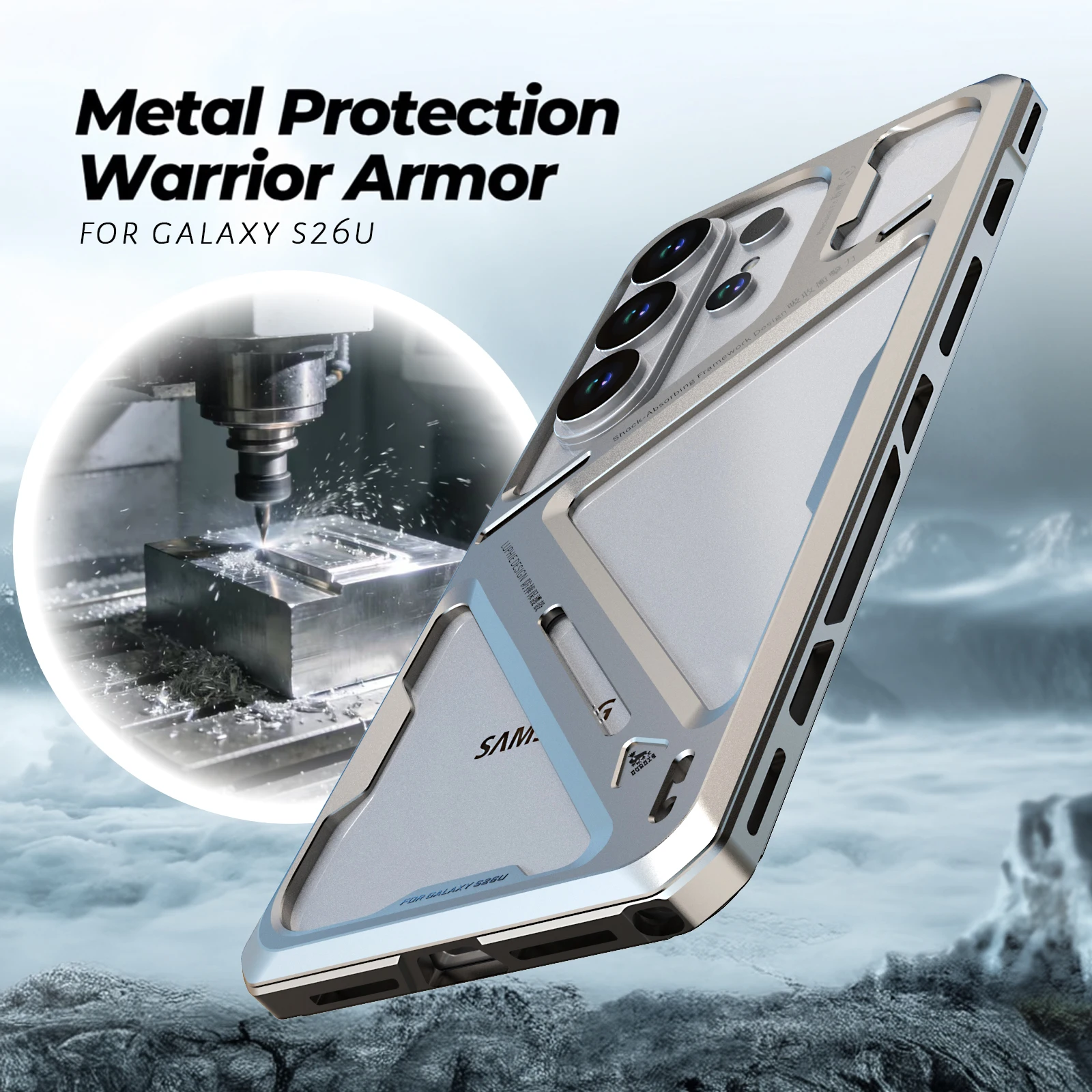 

High-end Metal Bumper Armor Case for Galaxy S26 Ultra /S25Ultra Military Grade Drop Protection Defender Cooling LUPHIE Funda