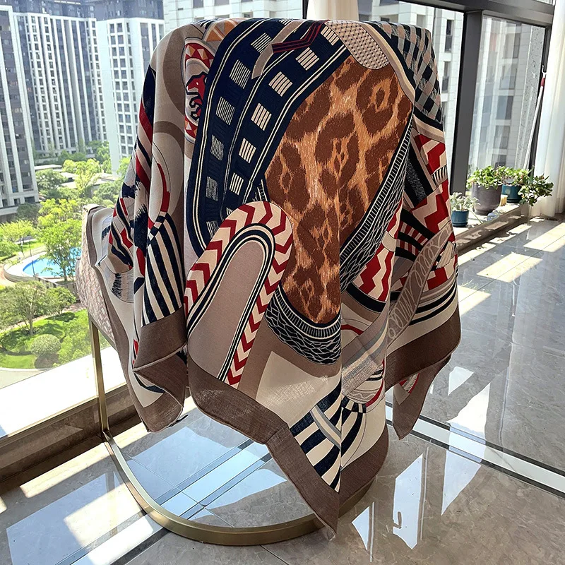 

Luxury Large Pashmina Shawls Women Silk Wool Blend Scarves Mother Christmas Gift Herms Rollerd Edges Stoles Shawls 135CM