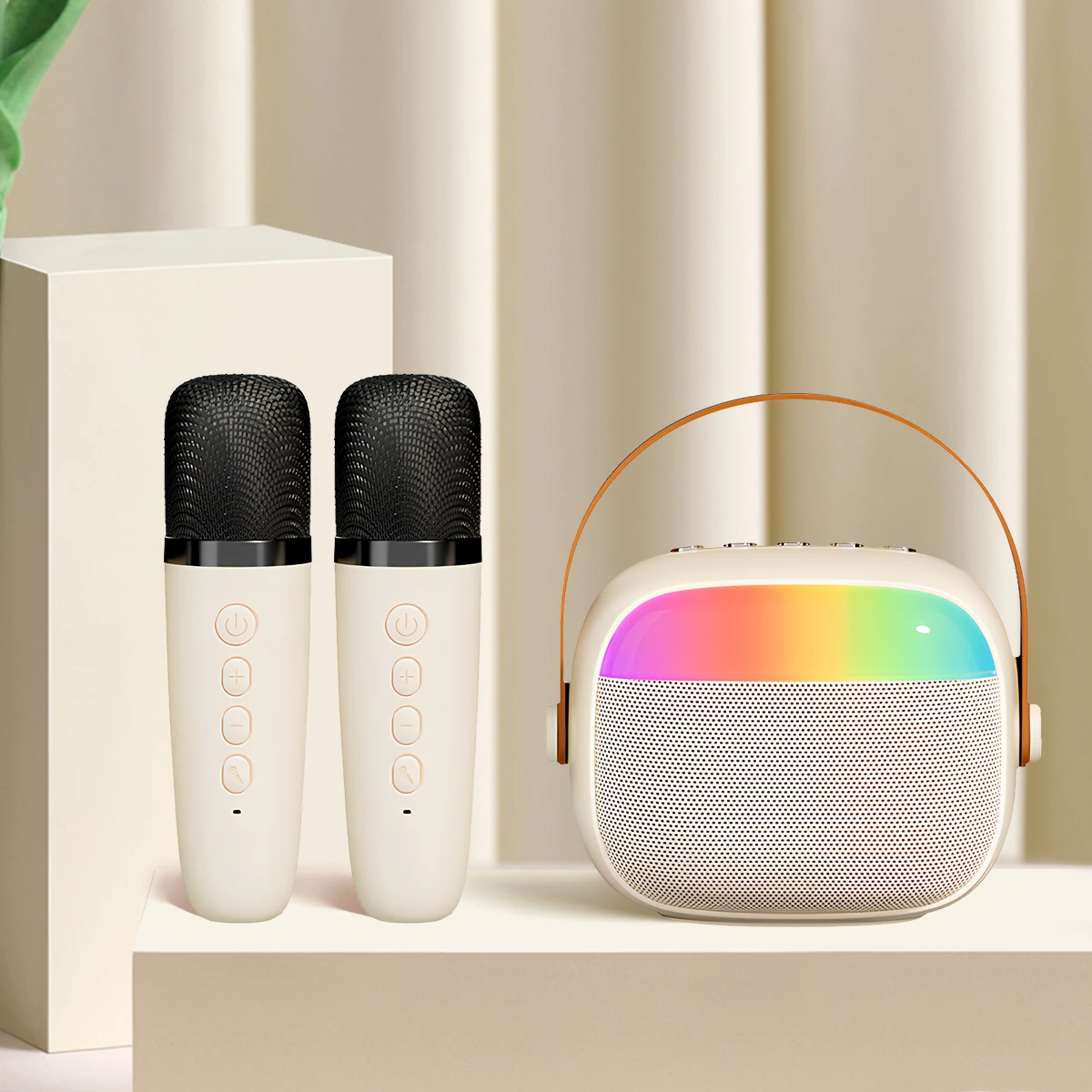 

Microphone Set Kids Adults Mini Portable Speaker LED Lights Sound Microphone For Karaoke Machine Effects