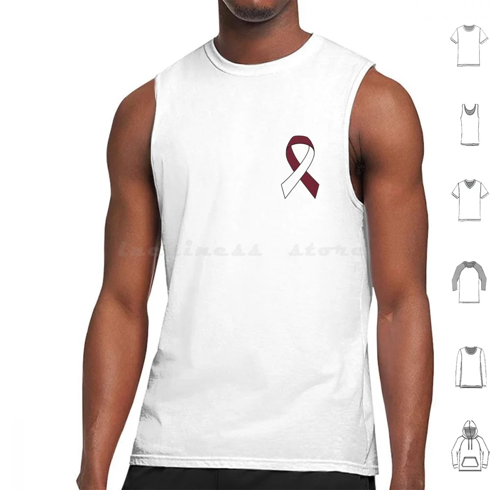 Head And Neck Cancer Ribbon Tank Tops Vest Sleeveless Red White Cancer Ribbon Head And Neck Cancer Cancer Awareness Support