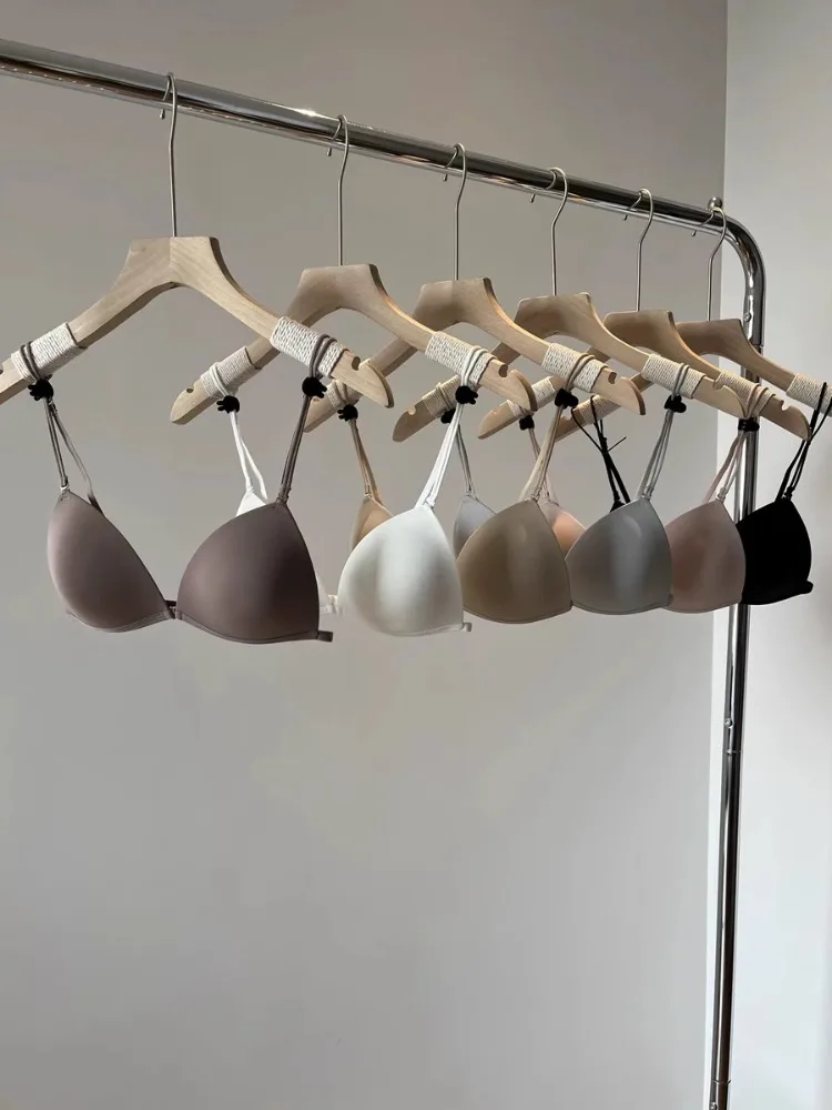 BH mit Vorderverschluss im französischen Stil, dünne Träger, Triangel-Cup für kleine Brüste, schöner nahtloser Bralette am Rücken, leicht, kabellos