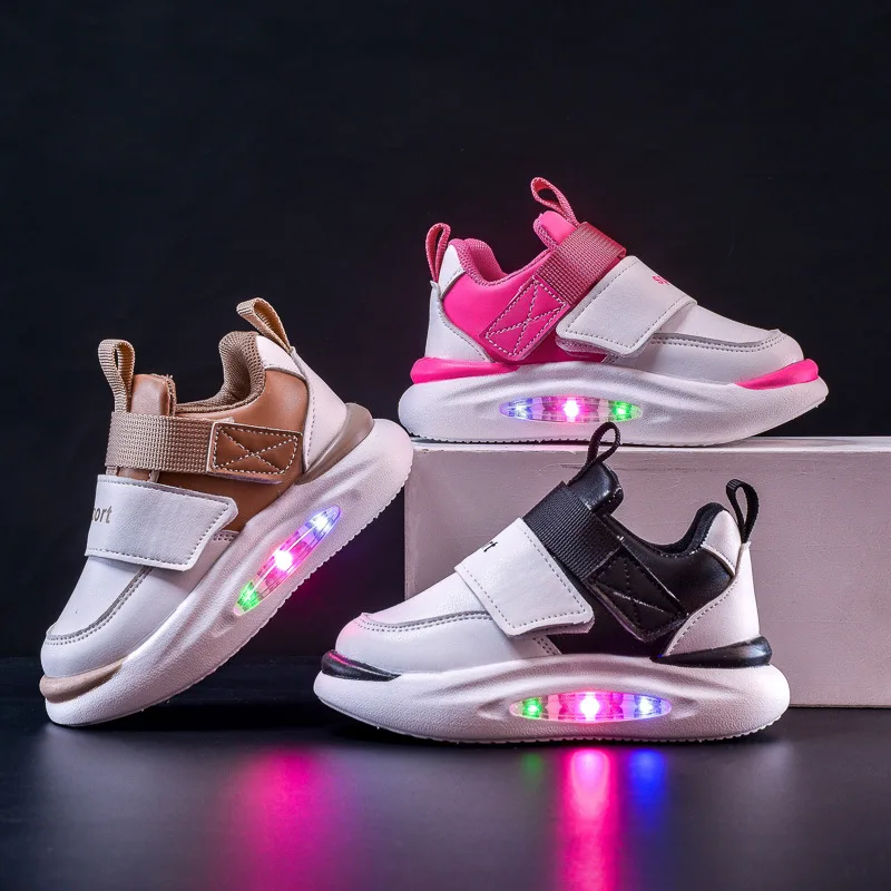 

Fashion 2024 New Children LED Shoes Kids Girls Sneakers Non-slip Lighting Shoes Casual Sports Shoes Running Basketball Shoe