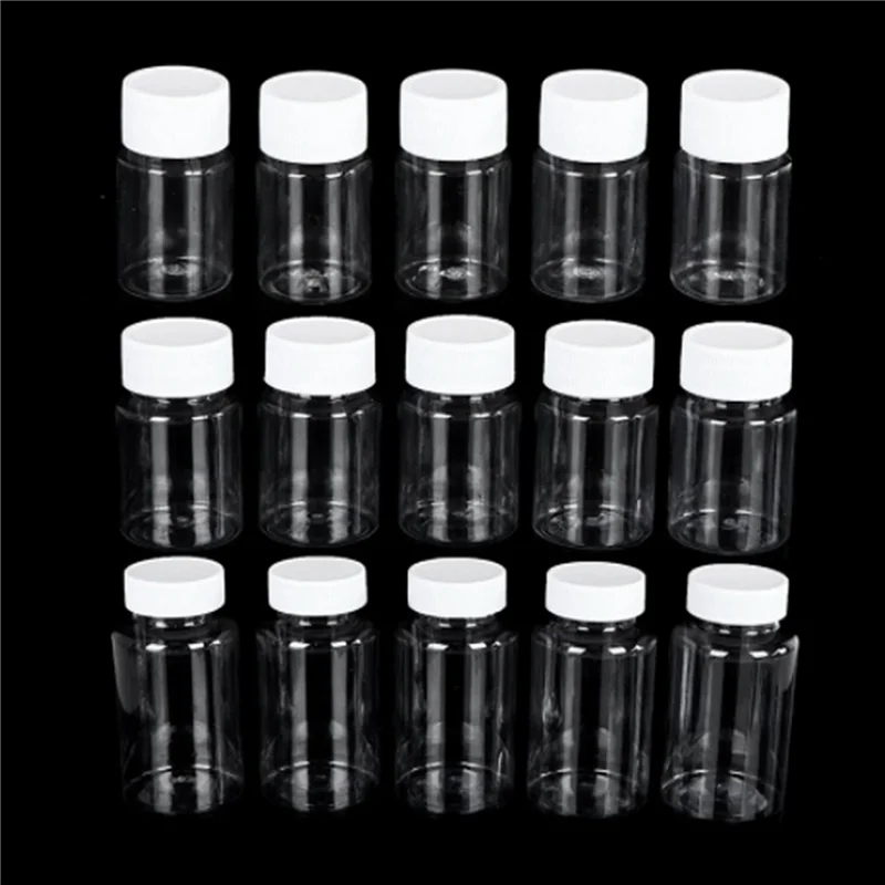 

200Pcs Refillable Bottles 15Ml Plastic PET Clear Empty Seal Bottles Container With Screw Cap-B51B