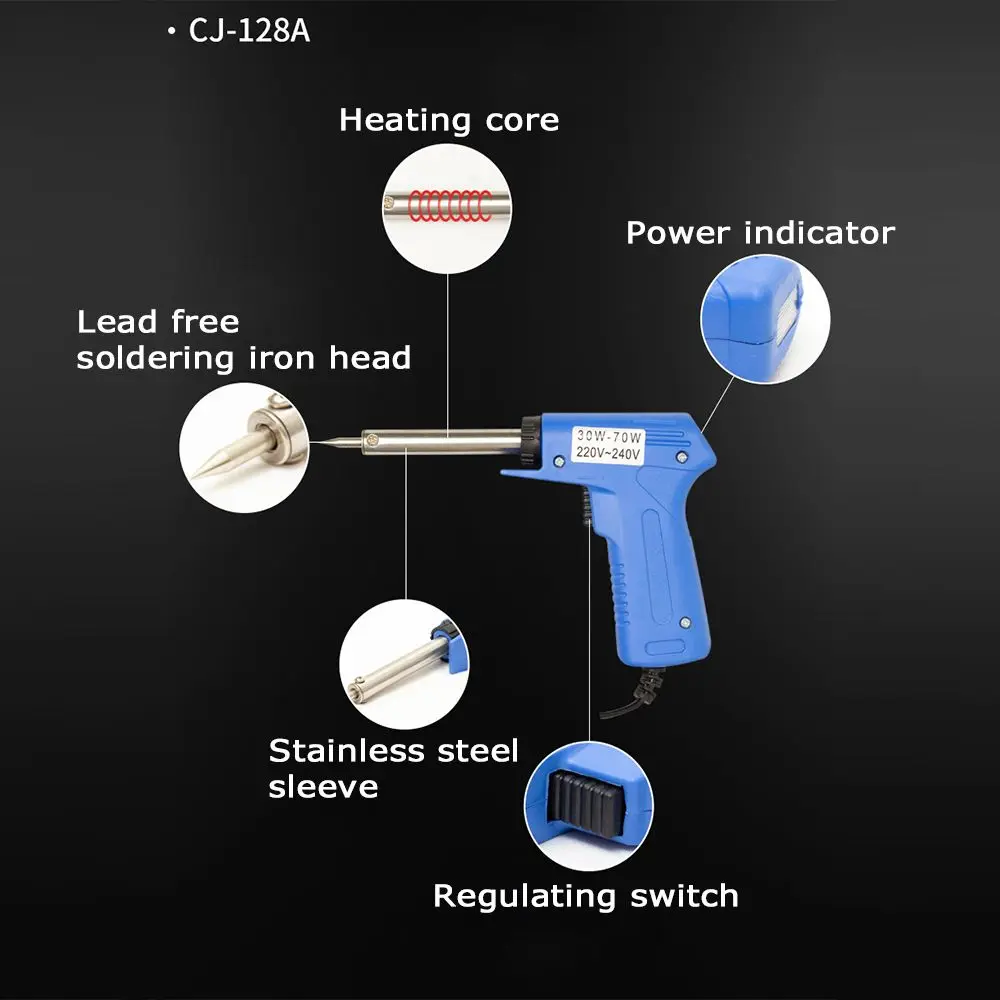 Double Power Electric Soldering Iron Adjustable 220V-240V 30W/70W EU Plug Quick Heating Internal/External Heat Welding Tools