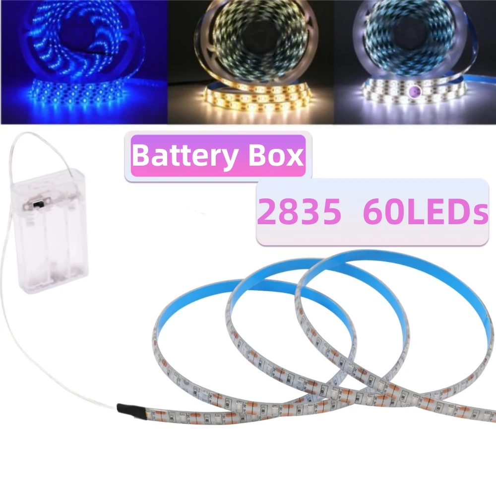 5 فولت LED قطاع ضوء 2835 60 المصابيح/م 3AA بطارية تعمل بالطاقة شريط مرن الشريط إضاءة الخزانة أبيض/دافئ/أزرق إضاءة خلفية للتلفاز الإضاءة