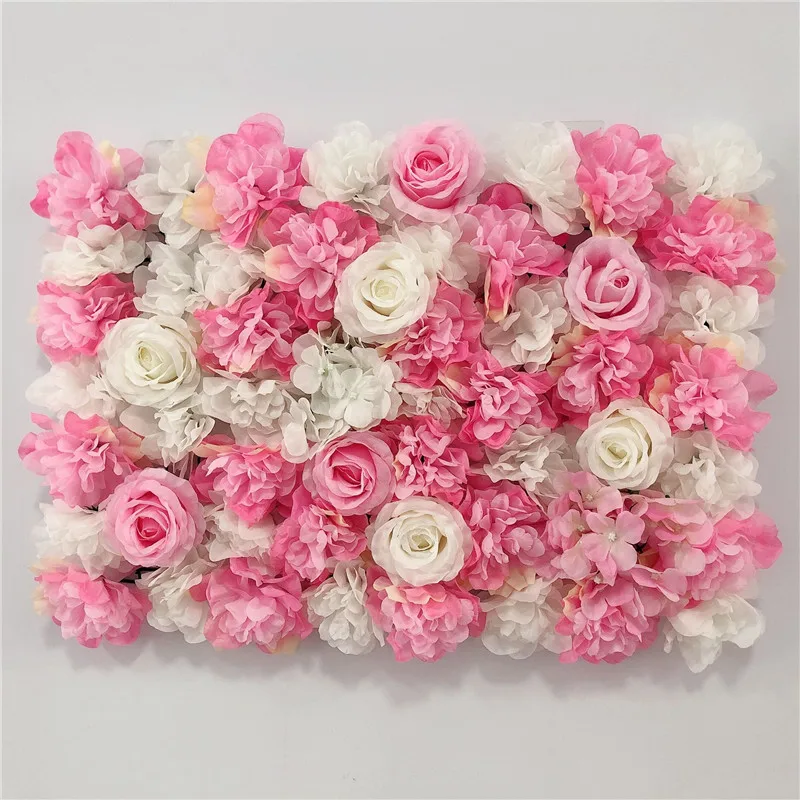 Roze Zijde Roos Bloem Muur Kunstbloem Achtergrond Paneel voor Bruiloft Baby Douche Verjaardag Thuis Feestdecoratie Kamer Decor
