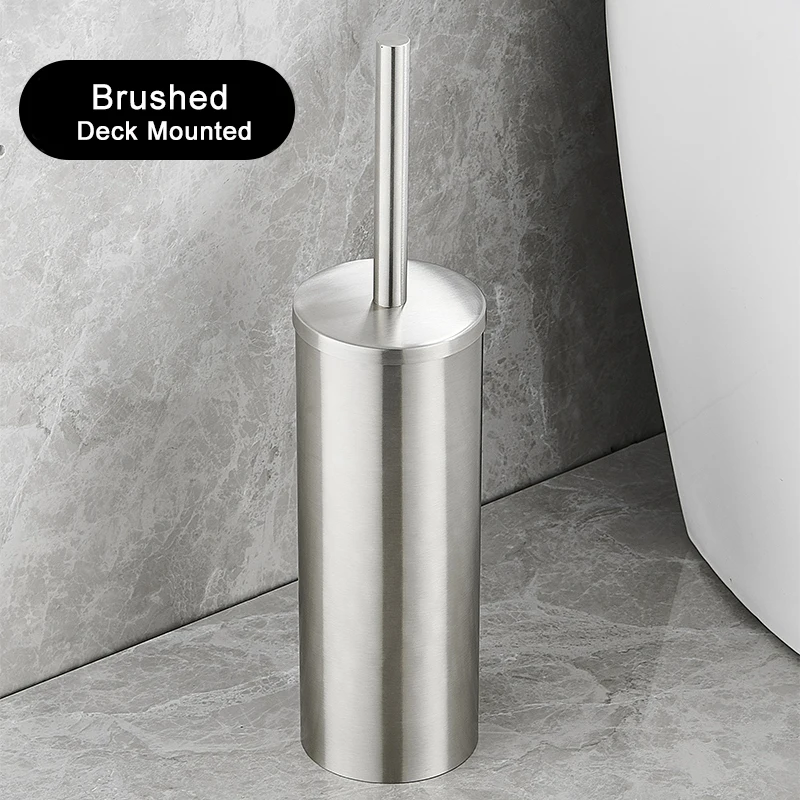 Rvs Badkamer Toiletborstelhouder Accessoires Zwarte Toiletborstel Wandmontage WC Cleaner Brush FR07