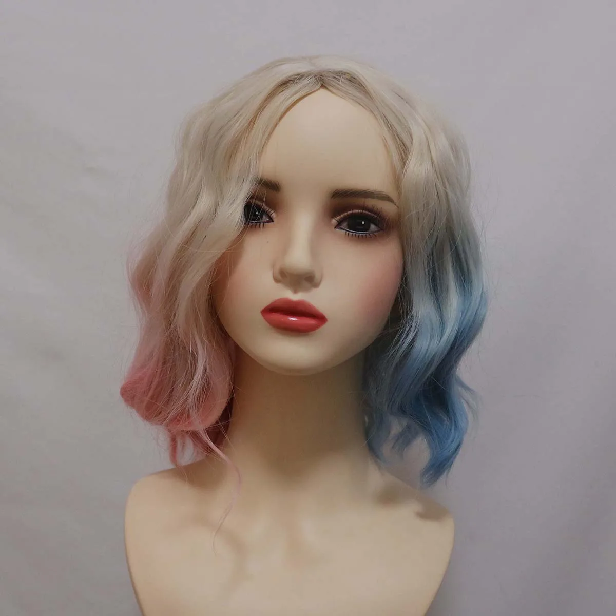 Halloween Carnaval Cosplay Wolf Girl Enid Sinclair Cosplay Blauw en Roze Krullend Haar Pruik