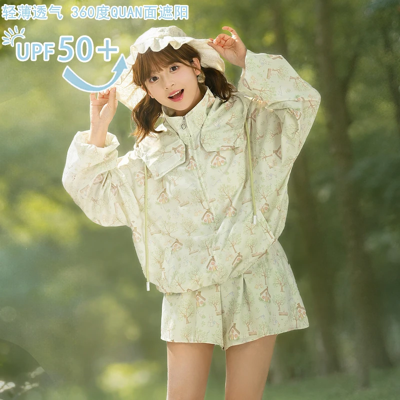 

Snbl 2025 Original Fashionable Anti-Uv Sun Protection Coat for Girls in Summer, Cute Floral Print