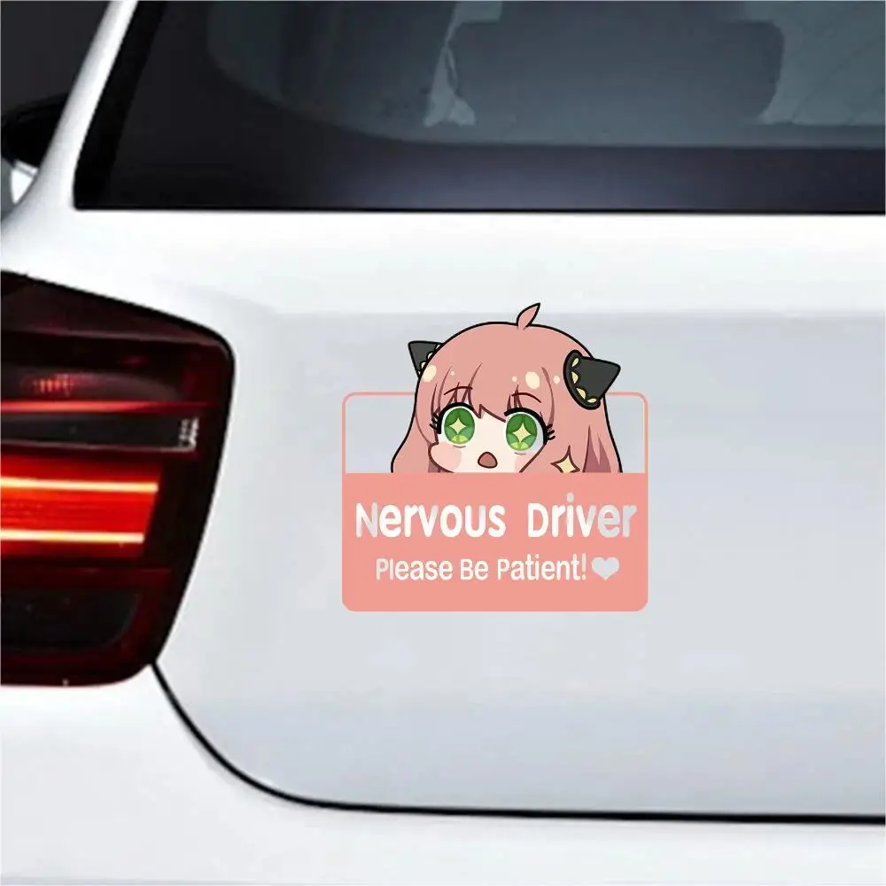 Personality Cute New Driver Keep You Distance Anime Car Stickers Warning Stickers Camper Travel Bumper Waterproof Decoration-