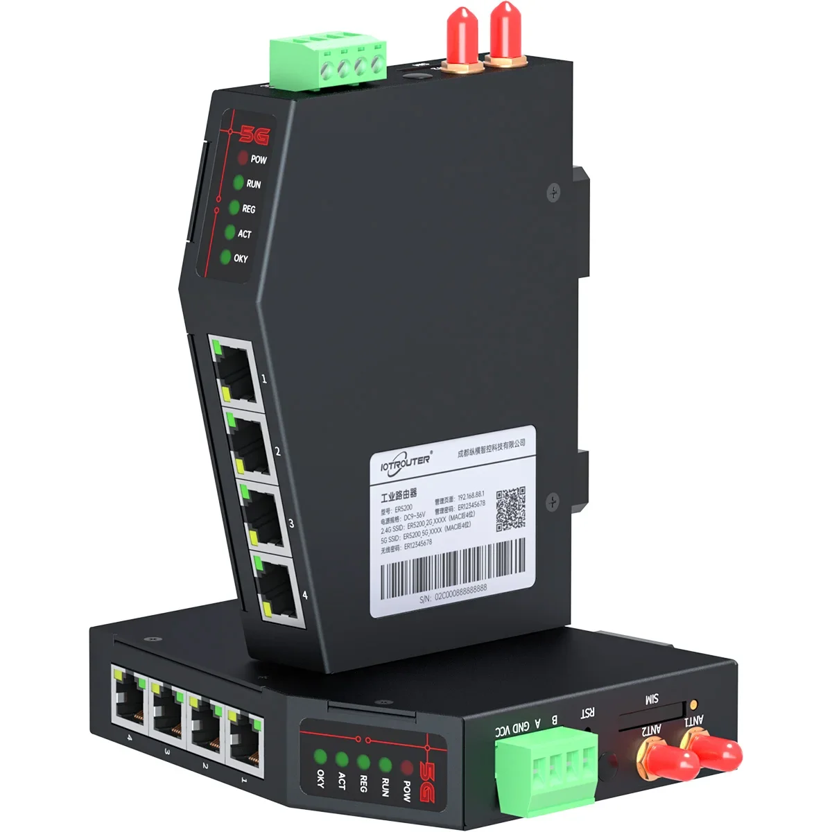 4/5G RedCap Industri Router with Gsm Sim Card Slot Gateway Support 1rs485 4LAN Efficient  Via MQTT Protocol Industrial 4g Router