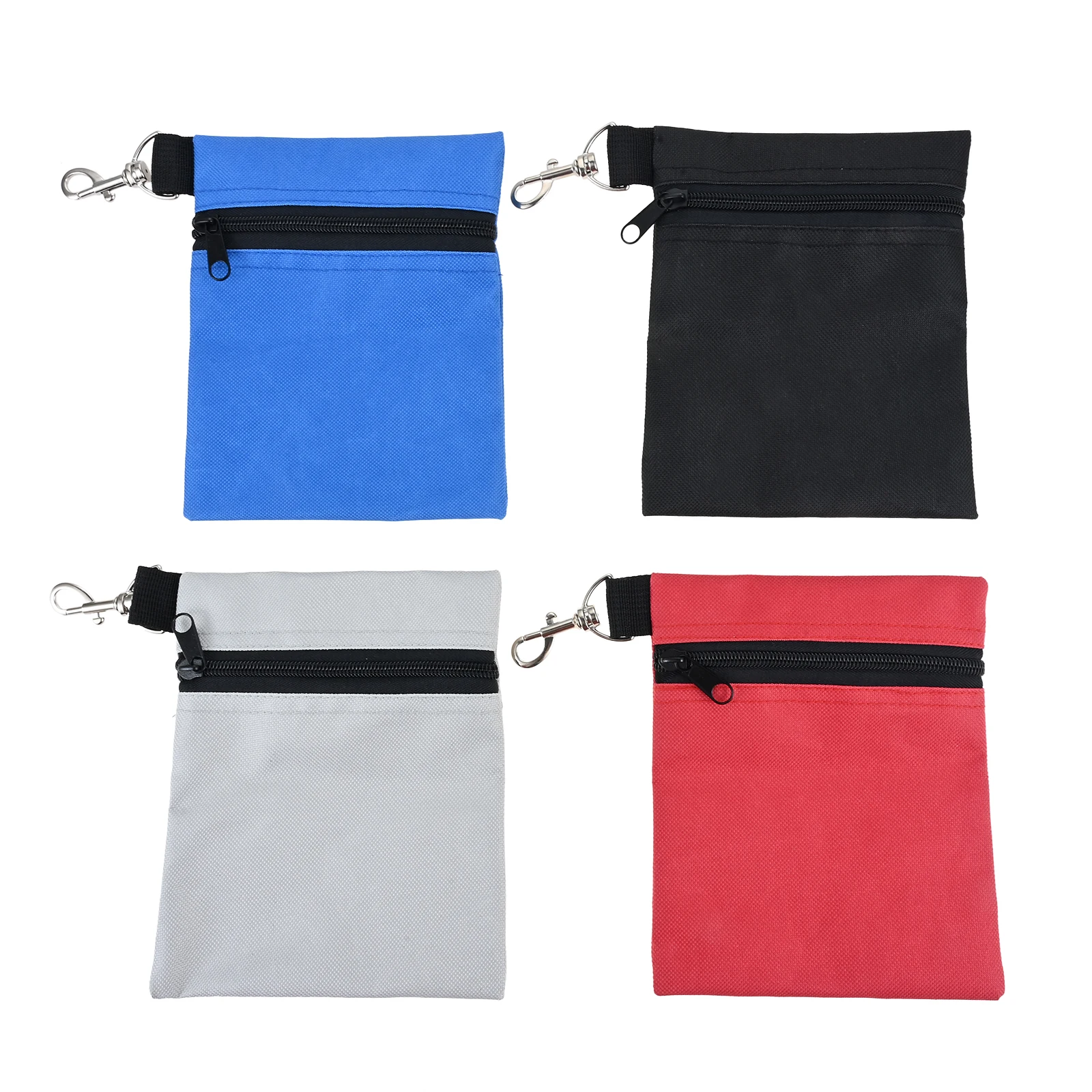 3Pcs/lot Golf Tee Bags 6.69x5.51in Golf Pouch Zipper Golf Accessory Bag with Metal Lobster Claw Clip Ball Storage Bag Pouch