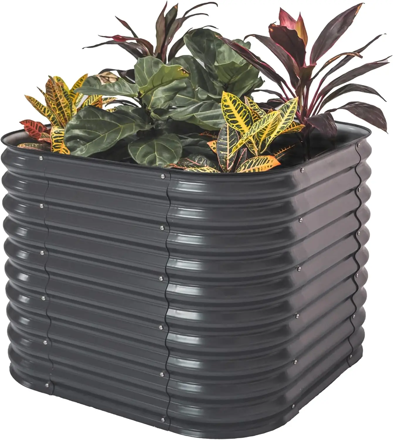 

32" Extra Tall Raised Garden Bed Kits, 4 in 1 Modular Raised Planter Box for Vegetables Flowers Fruits Oval Metal Raised Garden