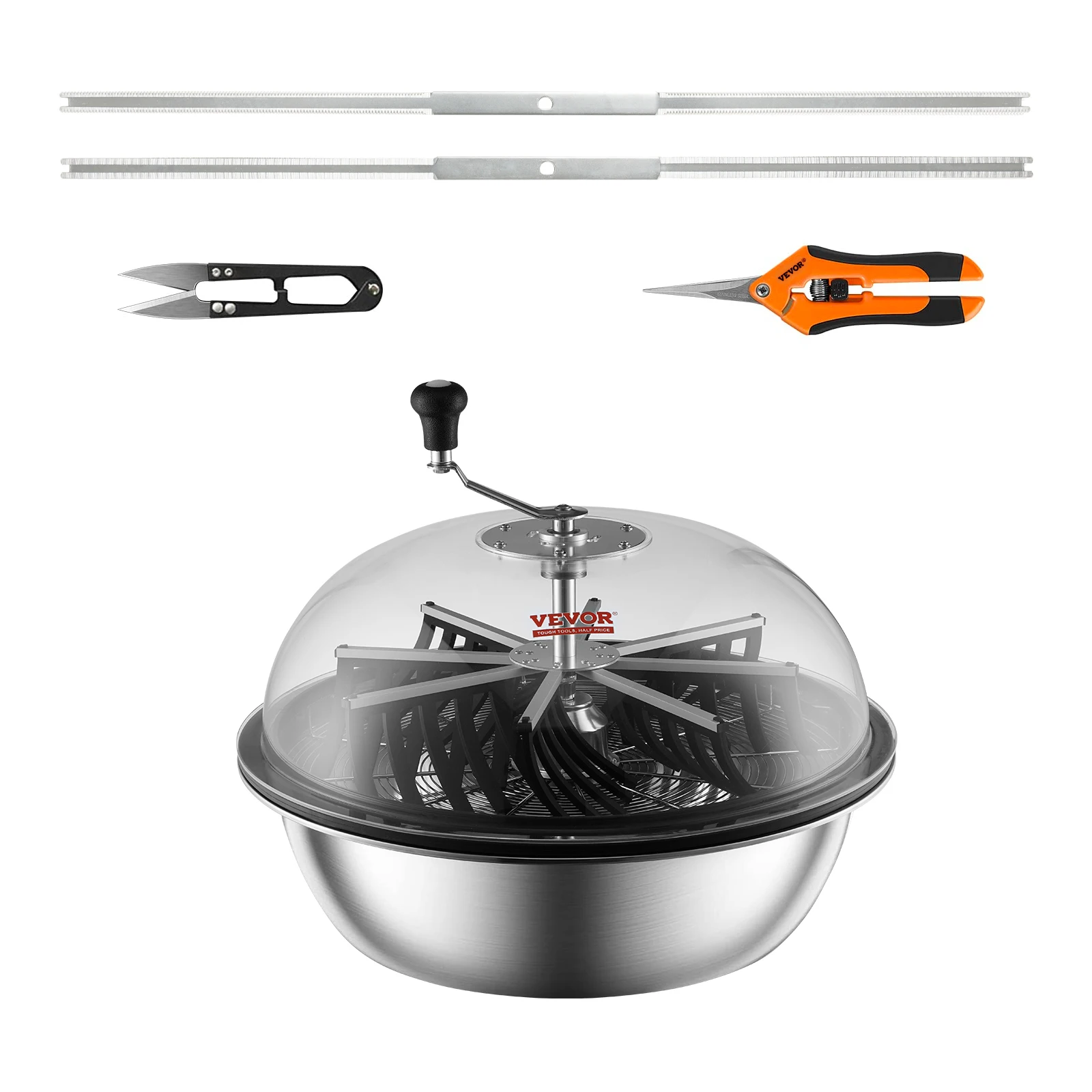 VEVOR Leaf Bowl Trimmer,24'' Trimmer Bowl,Manual Bud Trimmer w/Stainless-Steel Blades for Twisted Spin Cut,Clear Visibility Dome