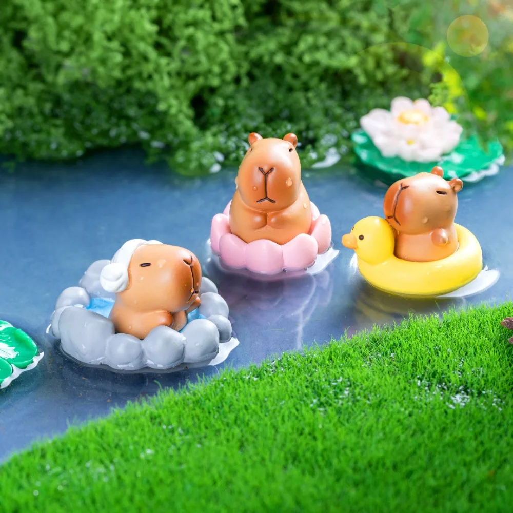 

Swimming Capybara Figure Toys Take Bath Tortoise Simulation Capibara Model Cycling Cute Capybara Animals Figures Sculpture