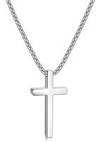 Shevalu 16-24 Inch Silver Cross Necklace Mens Cross Necklaces with 2.5mm Cross Chain and Exquisite Stainless Steel Cross Pendant