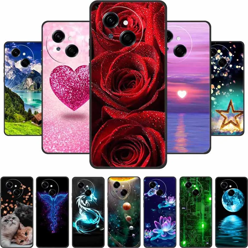 حافظة هاتف لهاتف Tecno Spark Go 1 S غطاء خلفي مقاس 6.67 بوصة من السيليكون الأسود الناعم من مادة البولي يوريثان الحراري لهاتف Tecno Spark Go 1S حافظة Go1S Funda Para