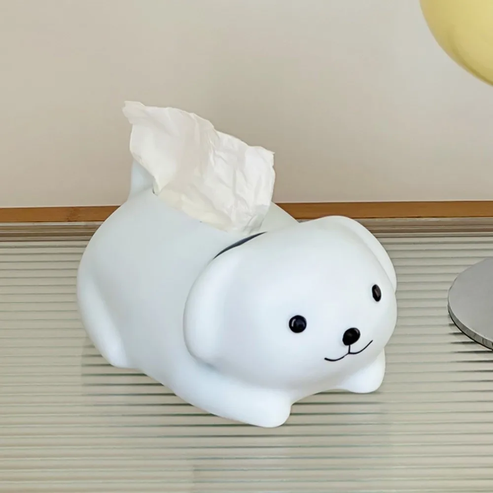 

Anti Drop White Dog Tissue Box Ornament Figure Model Decorative Little Dog Tissue Storage Box Cute Animal