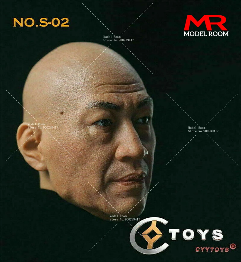 CYYTOYS S-02 1/6 Scale Shi Zhaoqi Head Sculpt Chinese Bald Actor Head Carving Model Fit 12-inch Soldier Action Figure Body