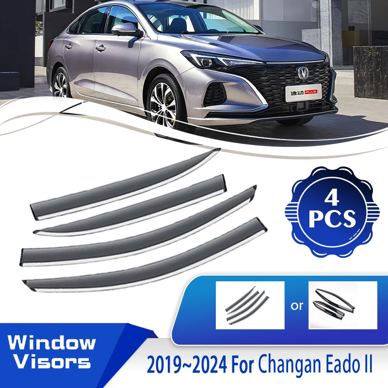 

Fit For Changan Eado Plus II Sedan 2019~2024 Car Window Sun Rain Visors Rainproof Deflector Shelters Rain Guard Auto Accessories