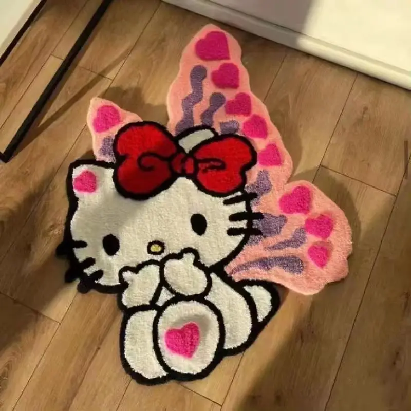 Hello Kitty Cartoon Plush Floor Mat Bathroom Door Absorbent Non-slip Foot Mat Imitation Cashmere Carpet Bedroom Decor Supplies