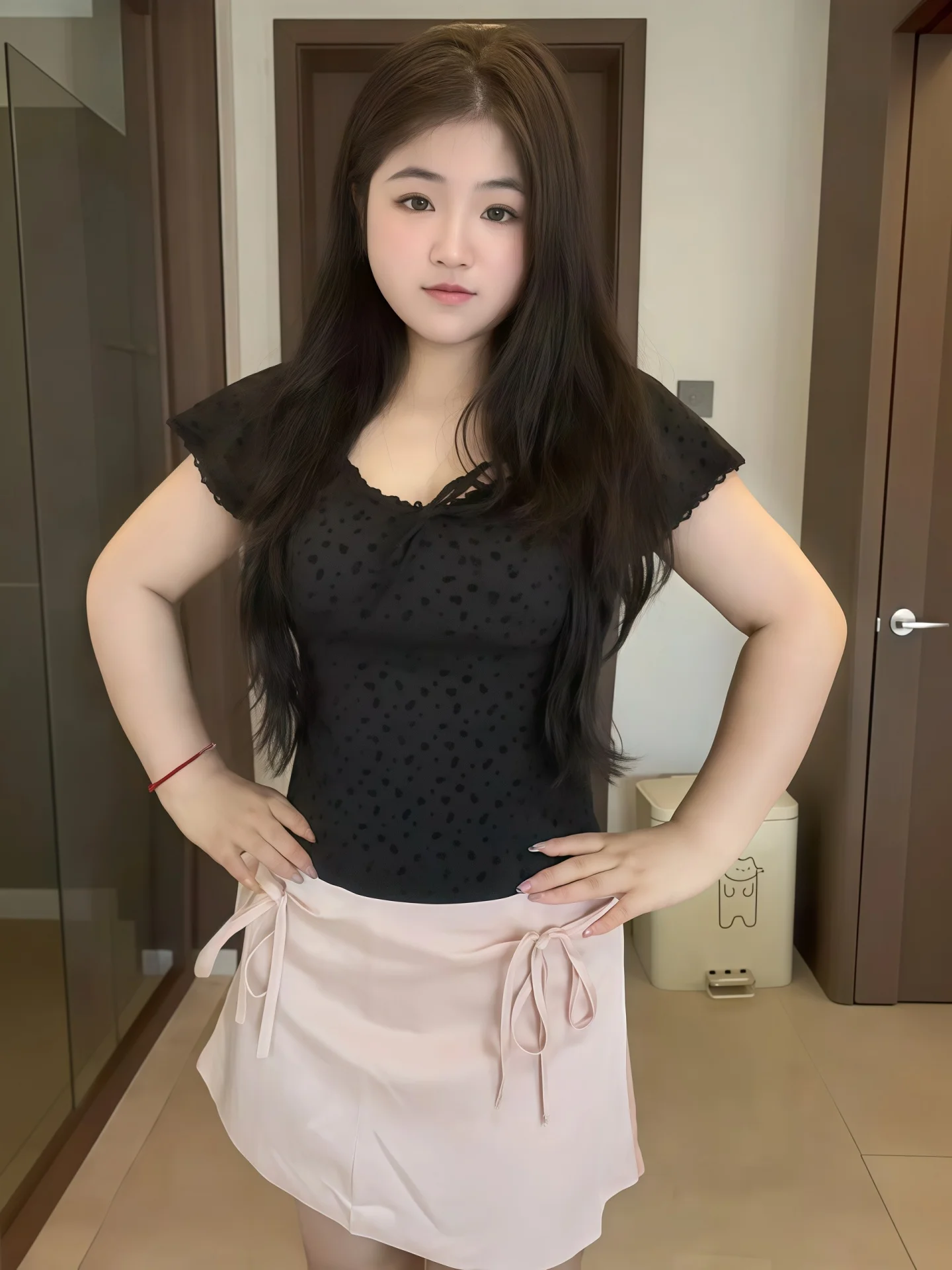 plus Size Women's Lace Trim V-Neck Short Sleeve T-Shirt Belted Slim Fit Summer Fashion Casual Cotton Blend Top