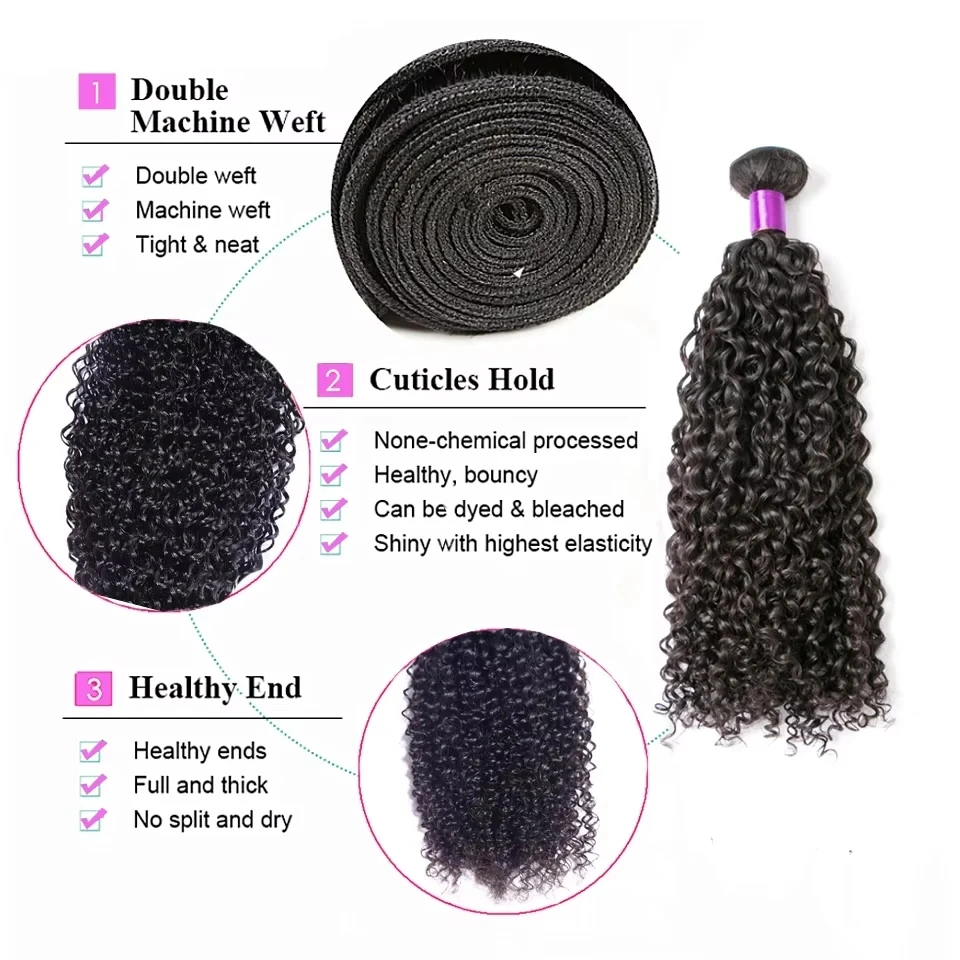 Raw Unprocessed Virgin Kinky Curly Hair Weave Double Weft Kinky Coily Hair Extension 4A 4B 4C Afro Curly Weft Hair Bundle Wholesale Afro Kinky Curly Bundles Human Hair Bundles Weave Extensions Virgin  image 3