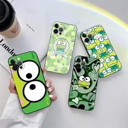 Cartoon Keroppi Green Frog Phone Case for iPhone 11 15 Pro Max Case Coque 14 Plus 13 Pro 12 11 X S XR 7 8 SE 2020 TPU Soft Cover