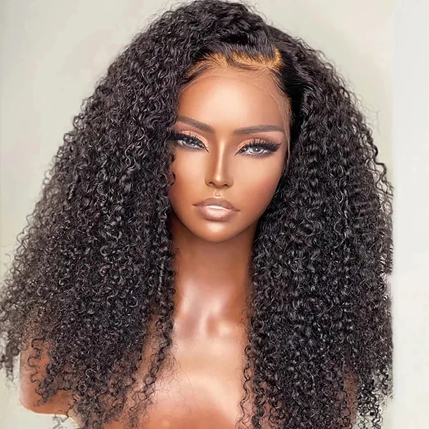 QT-Kinky Curly Lace Front Perucas para Mulheres Negras, Pré Arrancadas com Cabelo De Bebê, Frontal Transparente, Brasileiro, 13x4