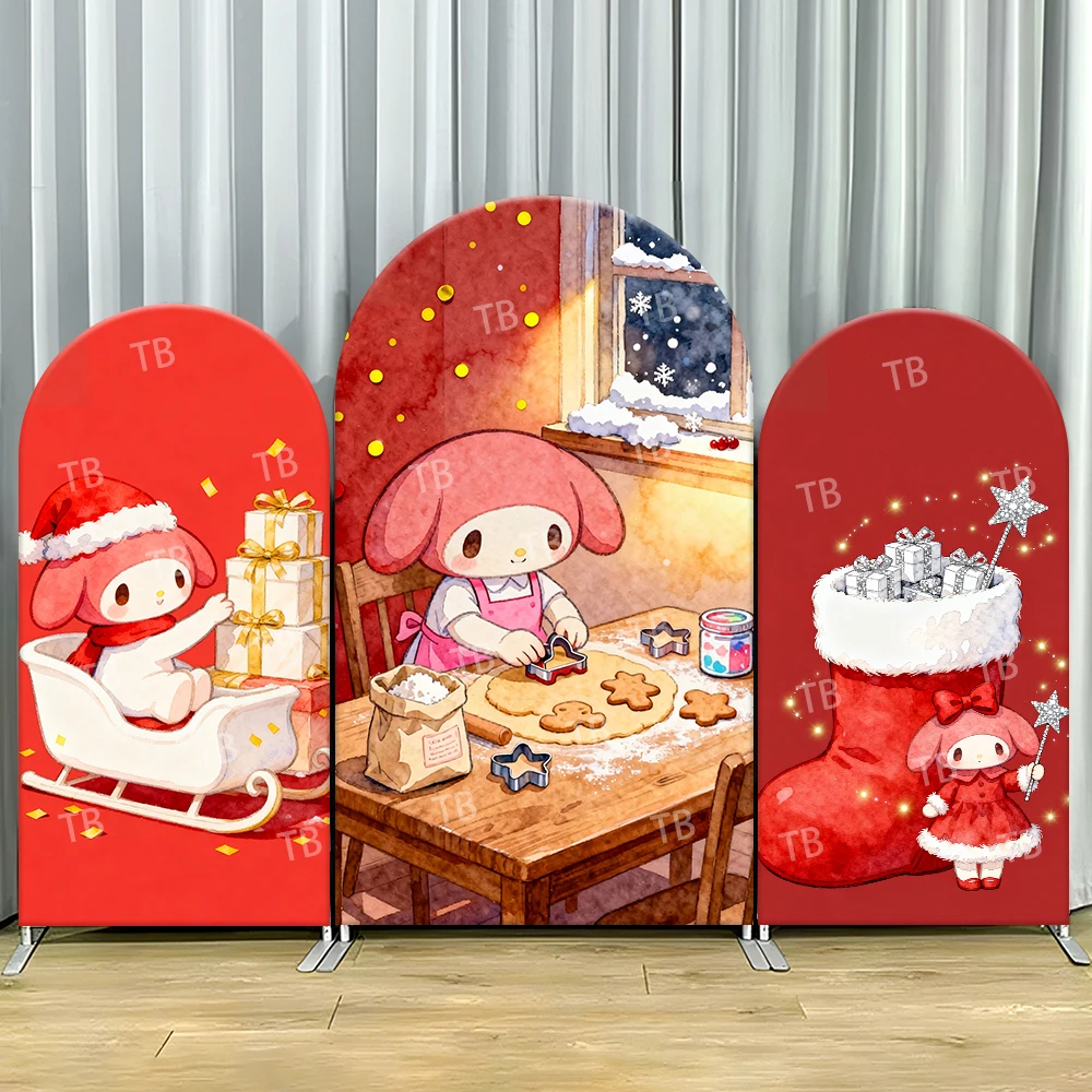 

My Melody Arch Backdrop Cover Christmas Gift Cute Festive Photo Booth Props for Holiday Parties & Home Decoration