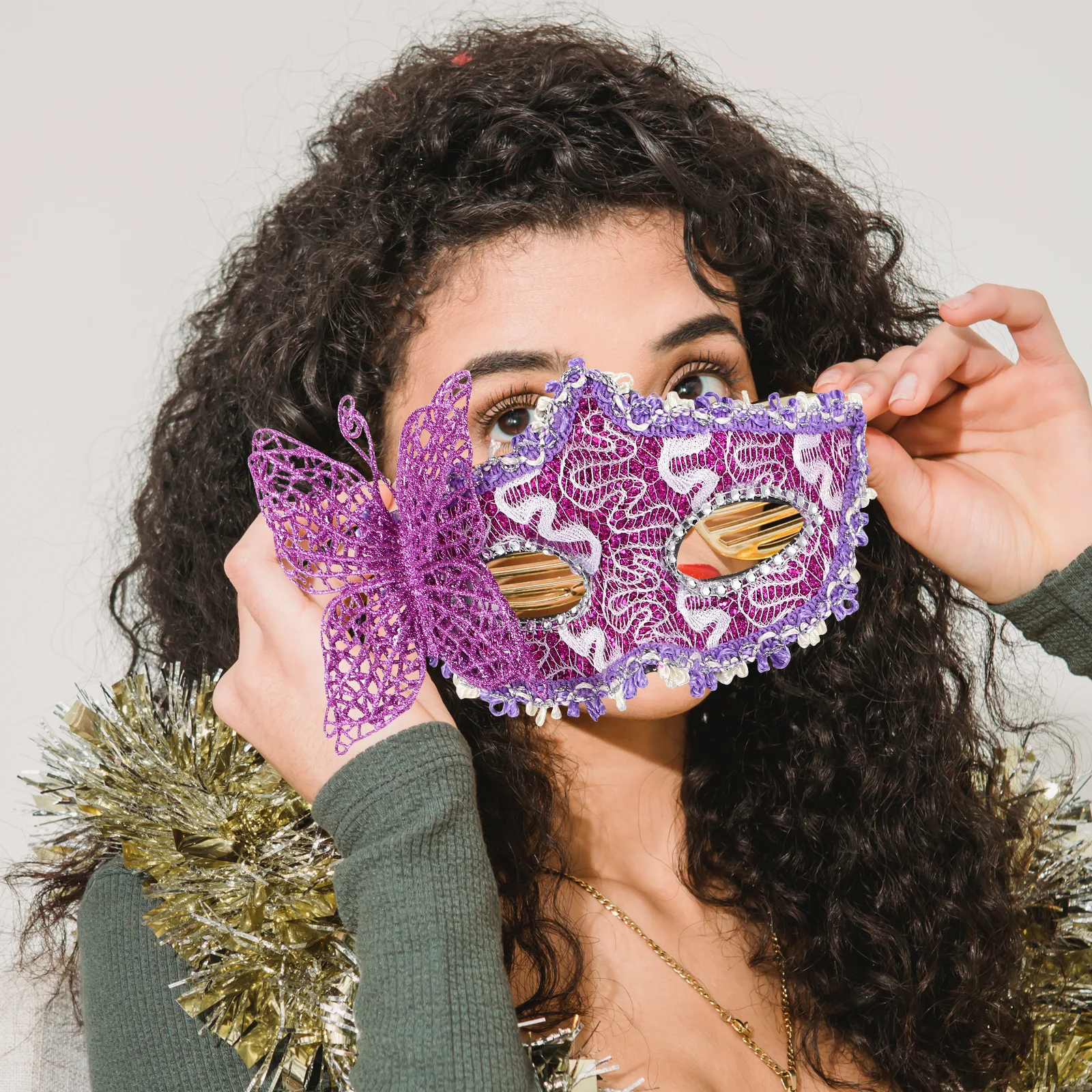 

Butterfly Lace Plastic Masquerade Ball Half Face Mask Ribbon Band Party Costume Prop for Women Masquerade Ball Mask