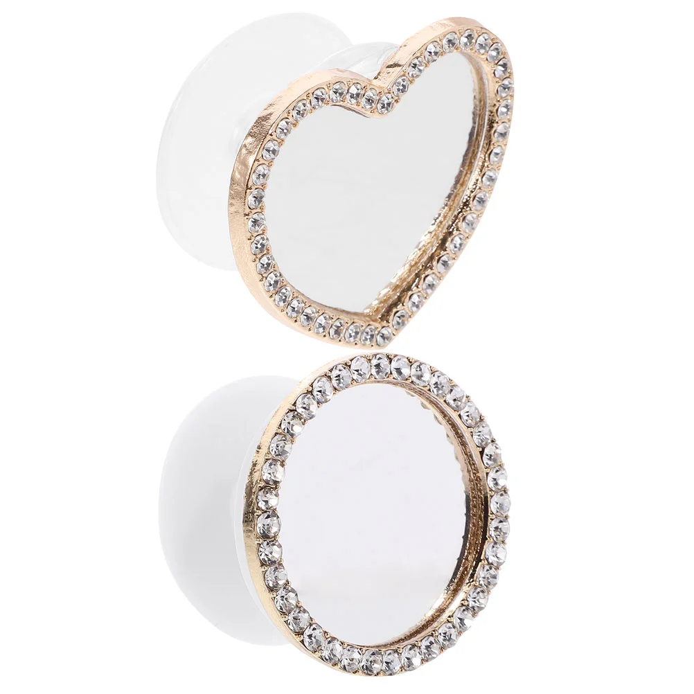 

2 Pcs Diamond- Makeup Mirror Small Phone Accessory Rear Rhinestone Charm Mini Zinc Alloy Selfie Camera