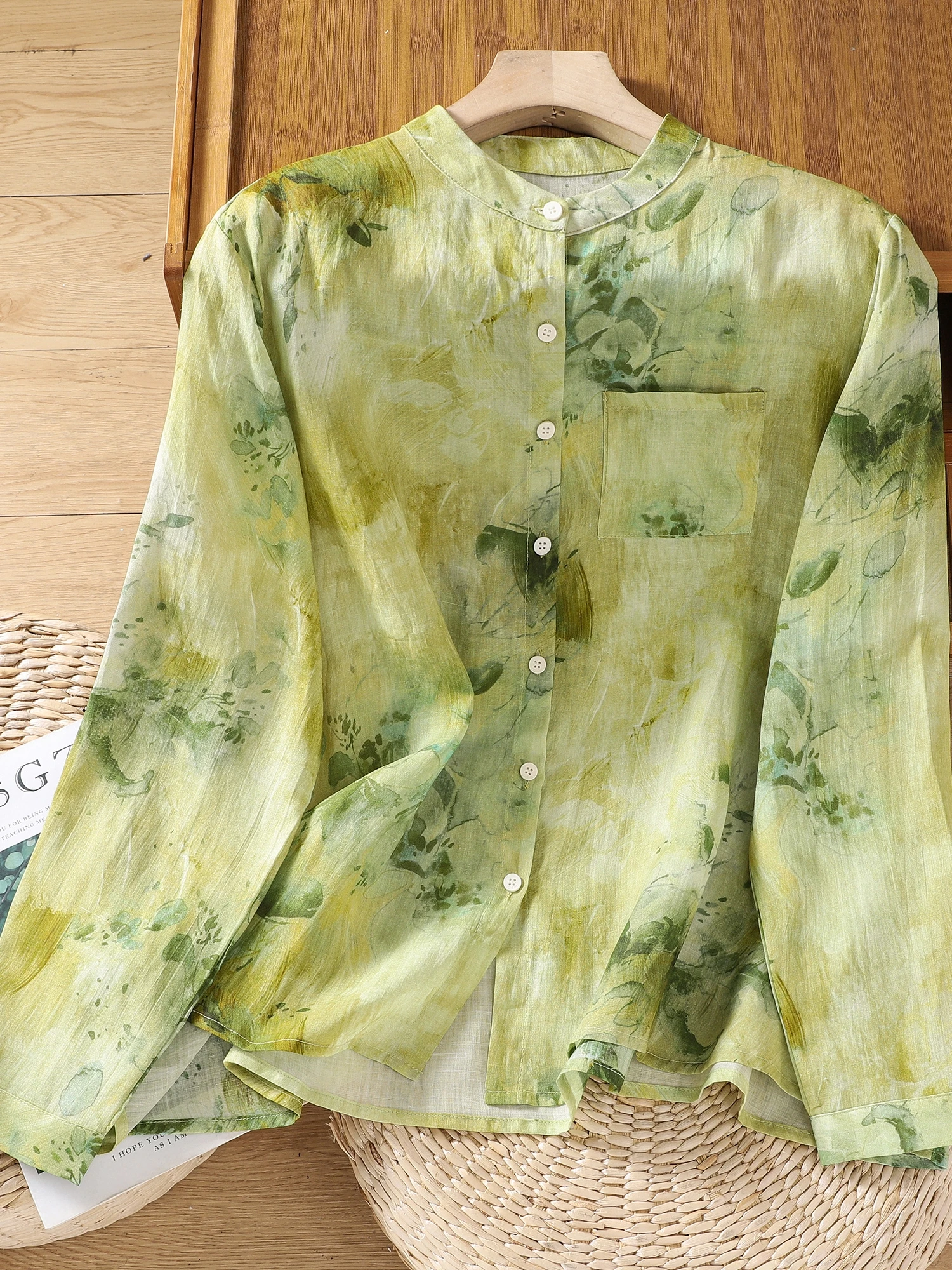 

Faionable Long Sve Silk Printed irt Женский весенне-осенний топ Ele Mom Anti Aging A-Line Dr Lantern Sve