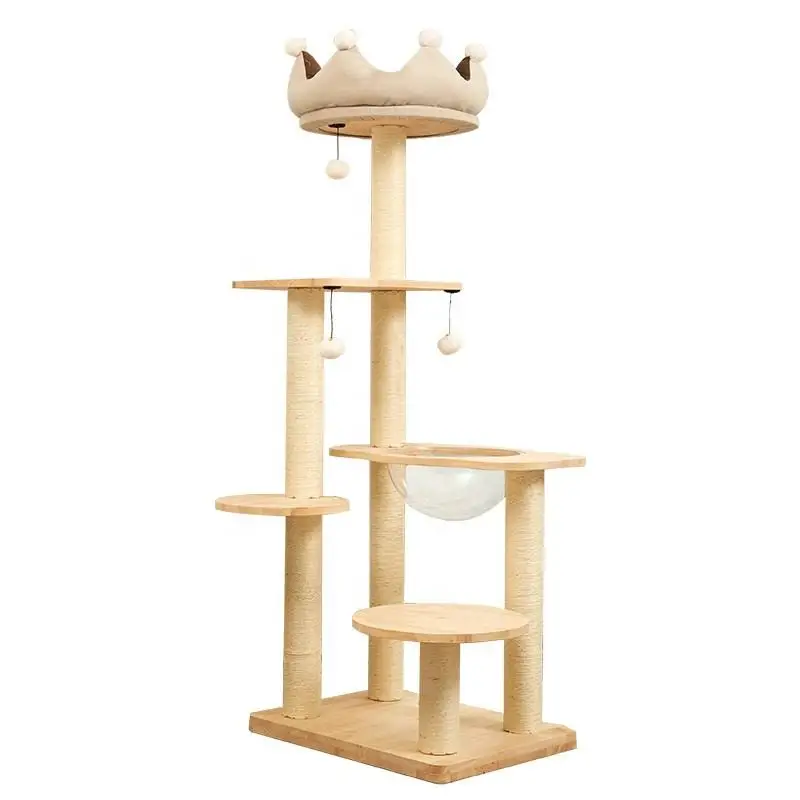 Wholesale Sisal Castle Climbing Jump Pet Scratcher Wood Condo Furniture Tower House Cat Tree