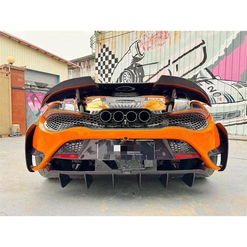 طقم هيكل من ألياف الكربون طراز 765LT 720S Upgrd 765LT المصد الأمامي المصد الخلفي أنبوب عادم سبويلر خلفي