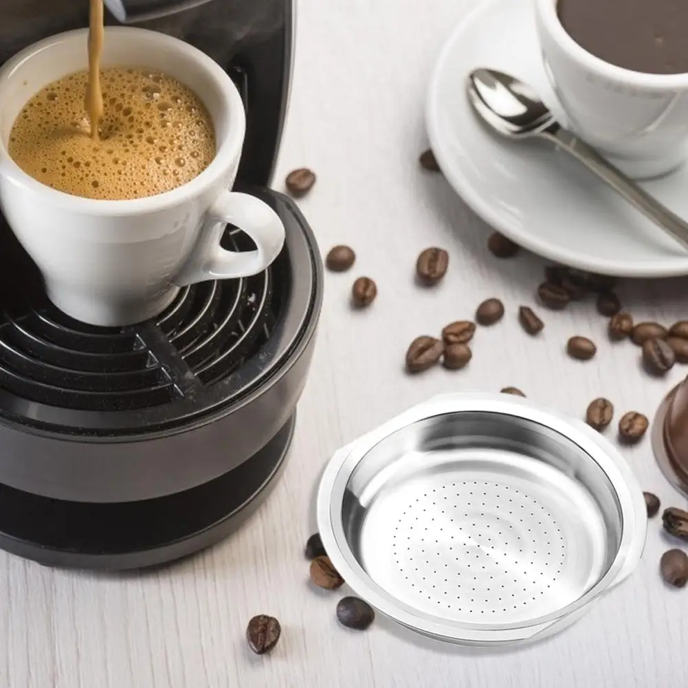 

Stainless Steel Filter Cup Reusable Coffee Capsule with Spoon Brush for Senseo