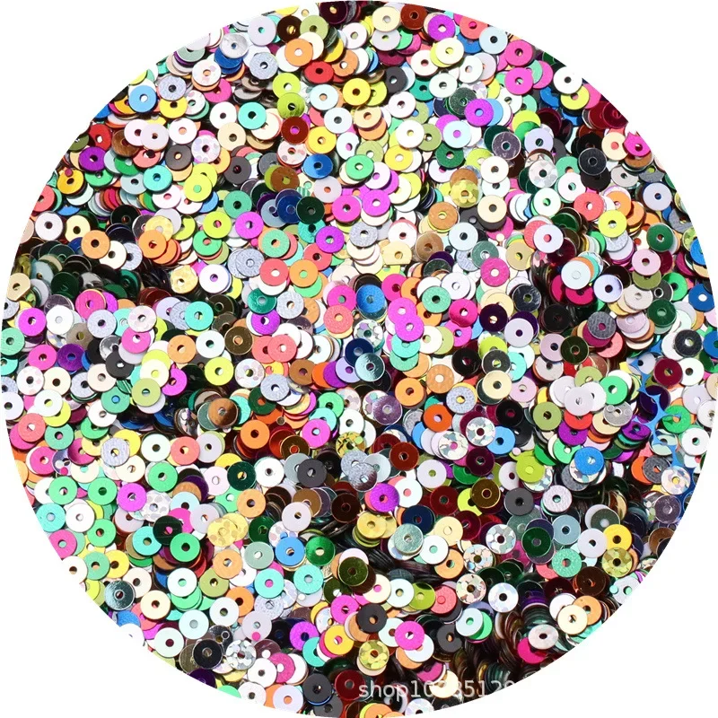 4mm circular mesoporous PVC sequins with 28 color silver background laser beads DIY hand sewn embroidery loose bead sequins in s