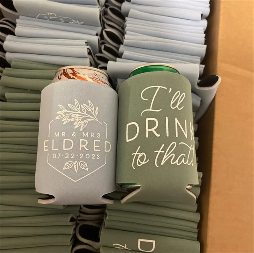 I'll Drink to That - Wedding Can Cooler #203R - Custom - Wedding Favors, Beverage Insulators, Beer Hugger, Wedding Favor, Beer H