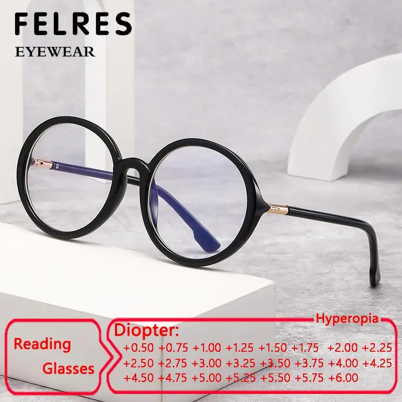 New Classic Retro Round Frame Anti Blue Light Reading Glasses Women Men Anti Radiation Optical Magnifying Presbyopic Glasses