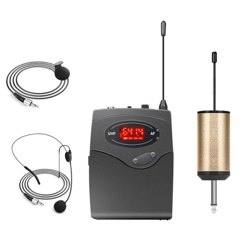 

New-Wireless Microphone System,Wireless Microphone Set With Headset & Lavalier Lapel Mics Beltpack Transmitter Receiver