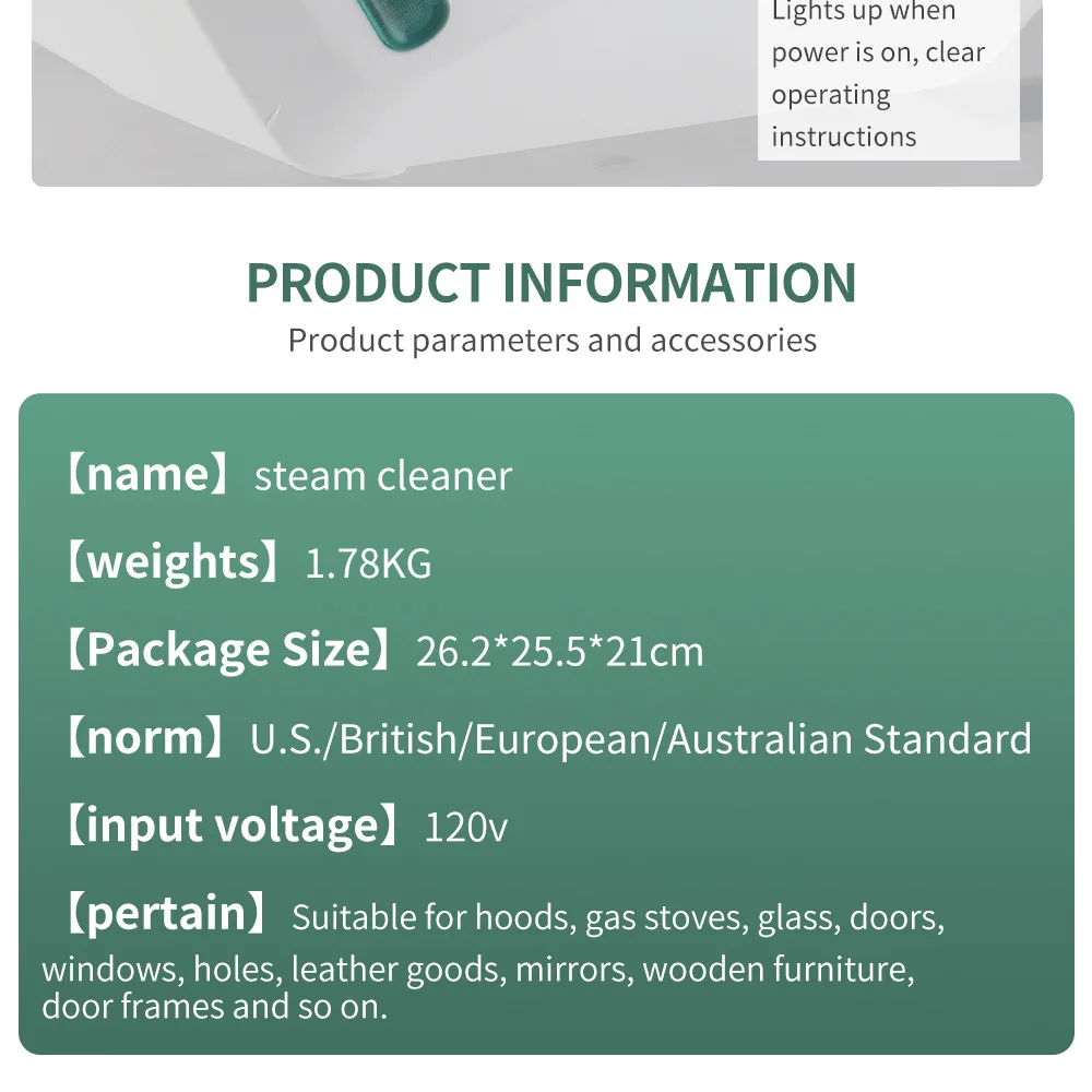 1000W 휴대용 스팀 청소기, 대용량 휴대용 스티머, 바닥, 자동차, 카펫, 실내 장식용 9종 액세서리 세트