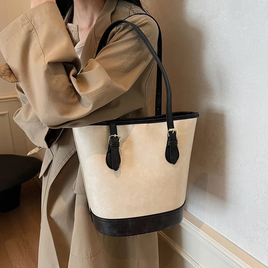 

Autumn winter fashion large-capacity handbags for women new retro underarm bucket bags pu leather totes versatile shoulder bag